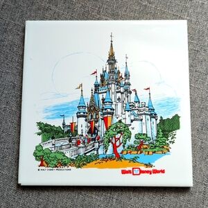 Vintage WALT DISNEY WORLD Magic Kingdom Tile Kitchen Trivet